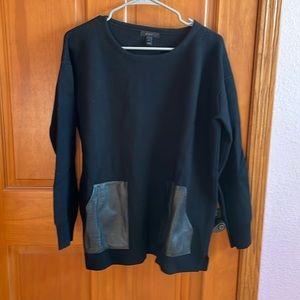 Black J Crew sweater with Leather pockets